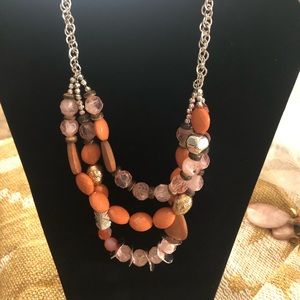 Chico’s chicos peach pink silver necklace